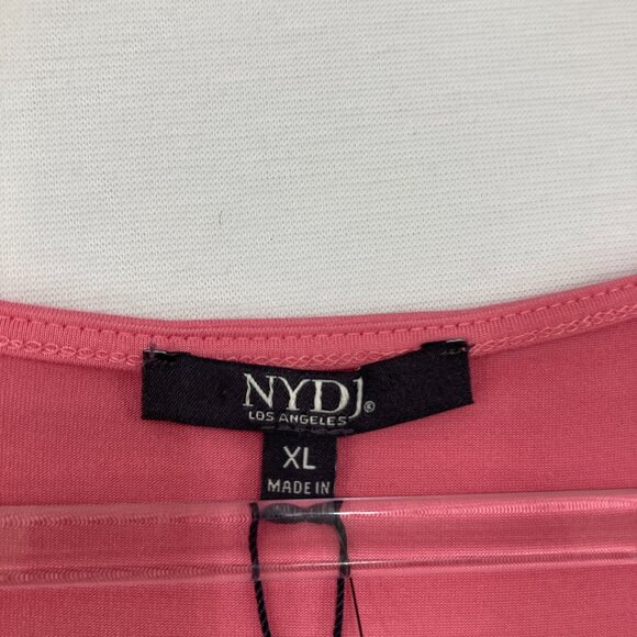 New NYDJ size XL Pink Cold Shoulder Stretch Knit 3/4 Sleeve Blouse Comfy Elegant - Picture 2 of 10